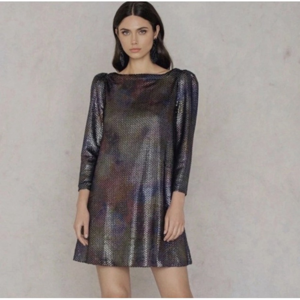 Free People Tunic Dress Metallic Multicolor Iridescent Festival Cocktail L